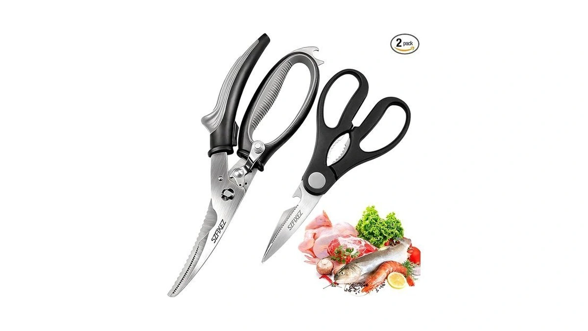 Szfixez Kitchen Scissors Set 2 Pack, Heavy Duty Detachable Food