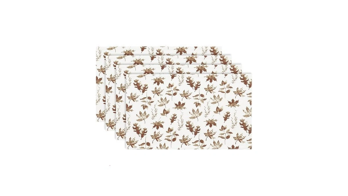 Purpleessences Maple Leaves Fall Placemats Set Of 4, 13x19-in Autumn