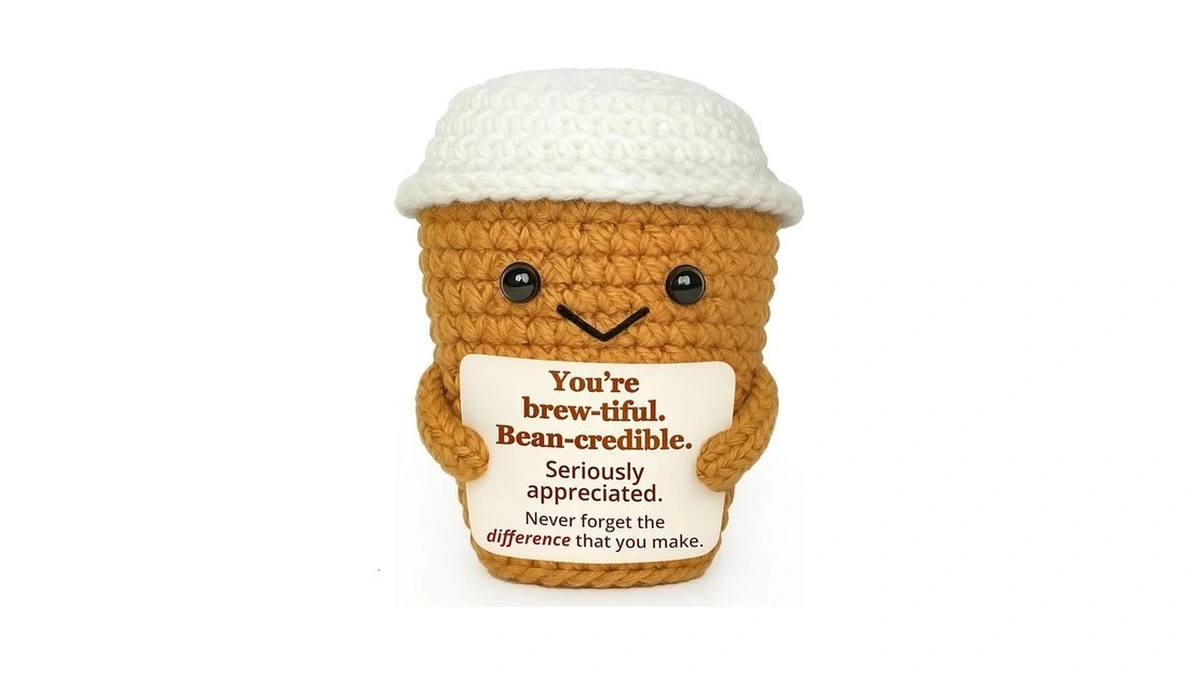 Krinisou Coffee Lovers Gifts For Women, Positive Espresso Emotional Crochet