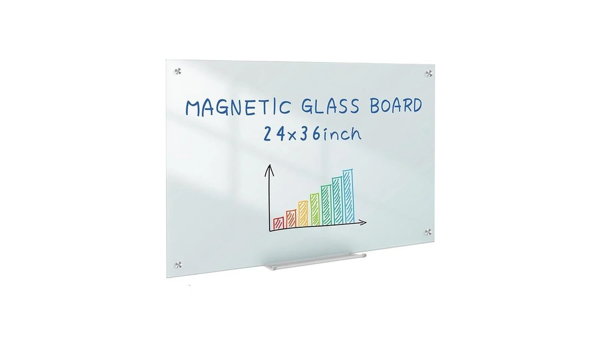 Jyypwb 36x24 Magnetic Glass Dry Erase Board, Frameless Whiteboard For