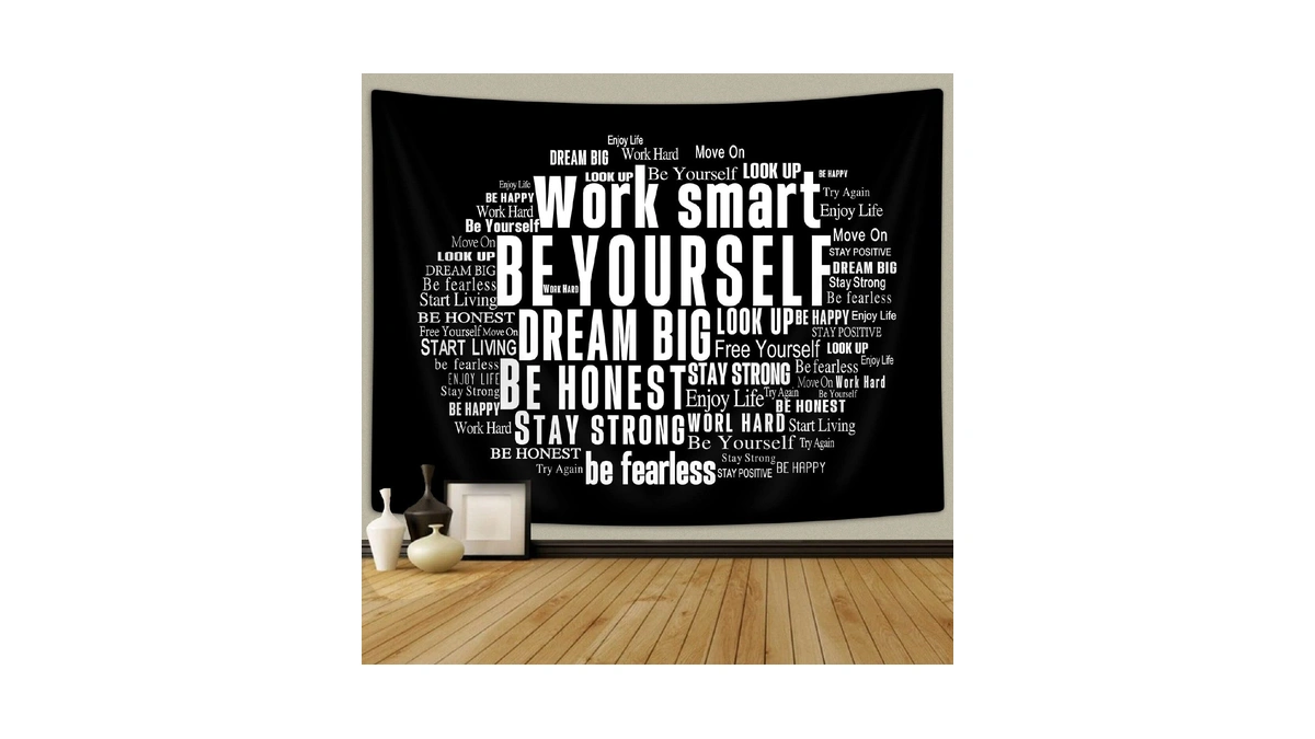Drgilau Inspirational Quotes Wall Tapestry For Office, Positive Words Letters