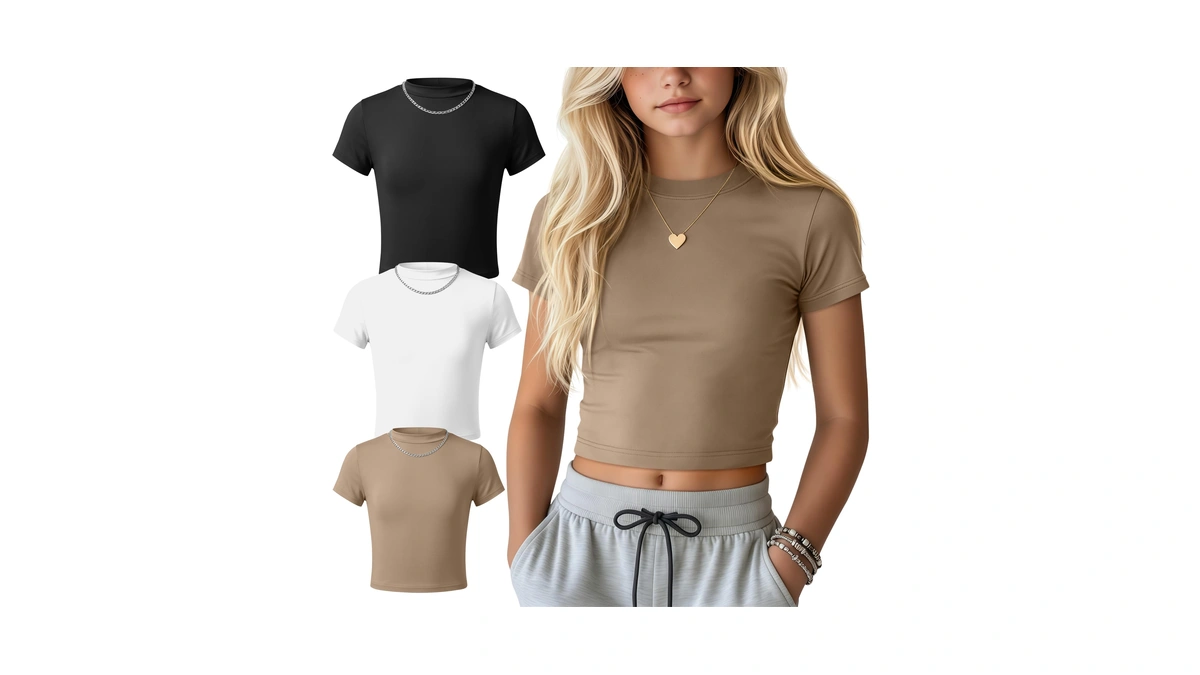 Oakgarden 3 Pack Girls Shirts Short Sleeve Tops For Kids