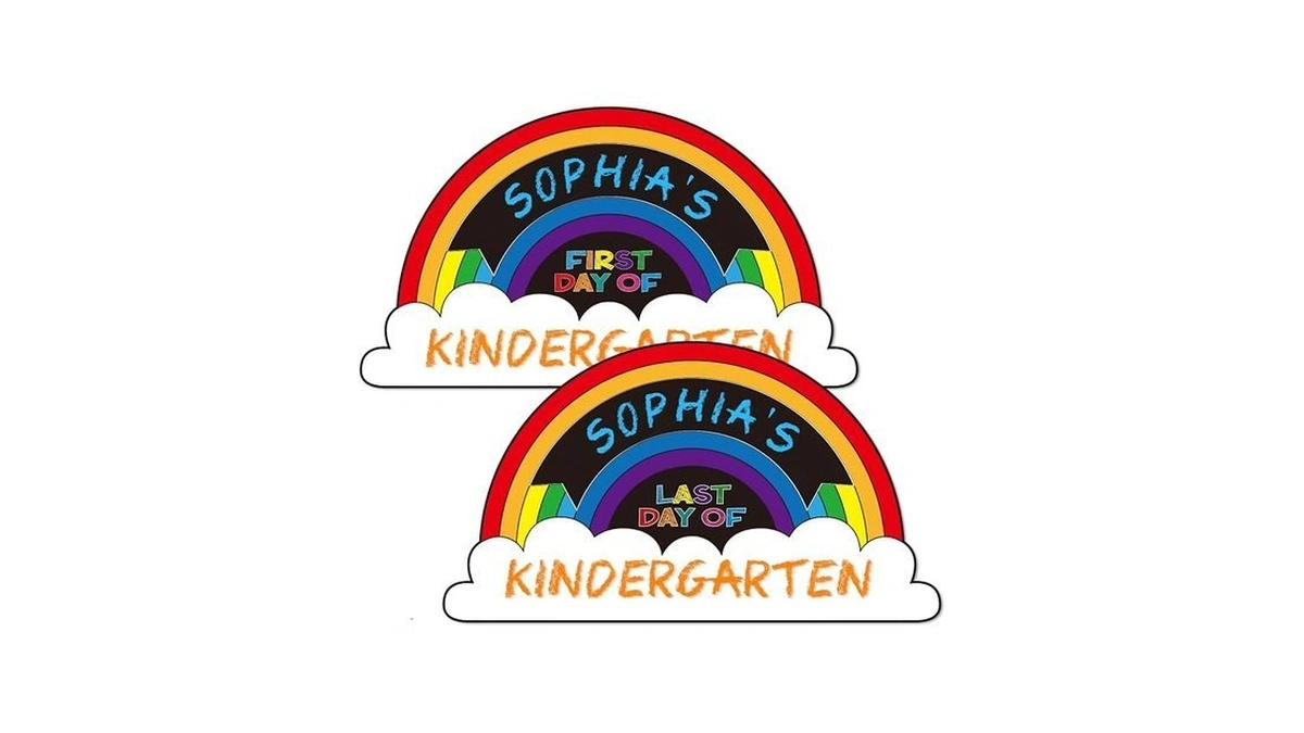 Waahome First Day Of School Sign Rainbow First And Last