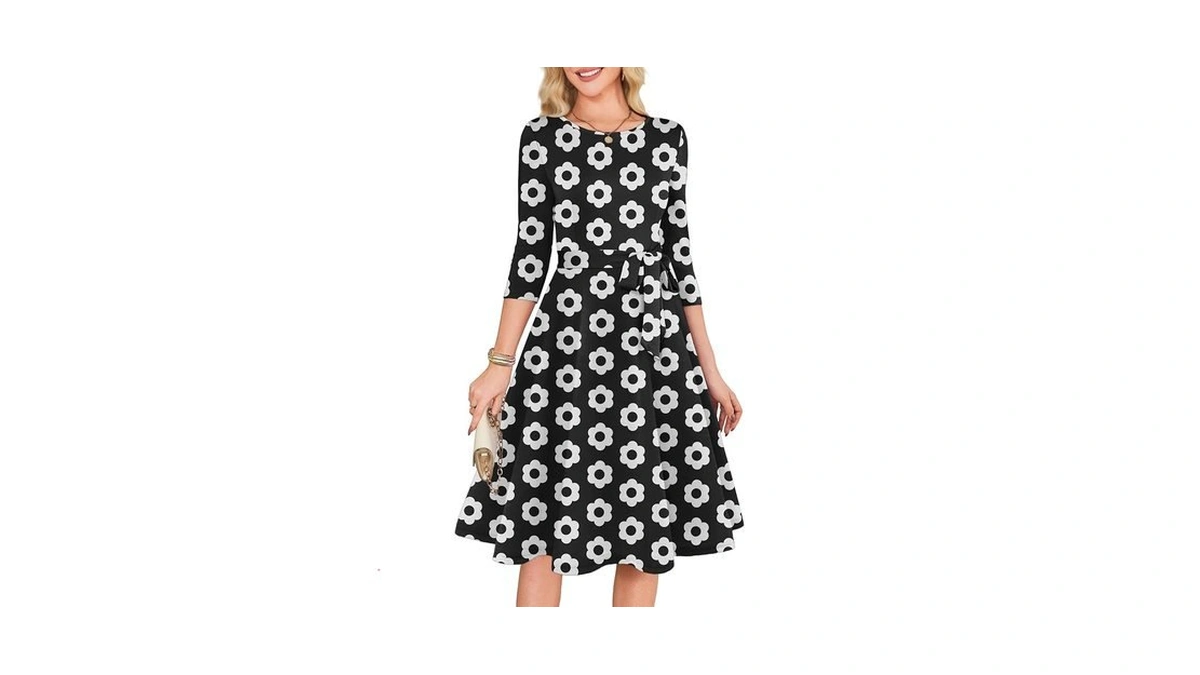 Rumia Cocktail Dresses For Women 3/4 Sleeve Elegant Floral Dress