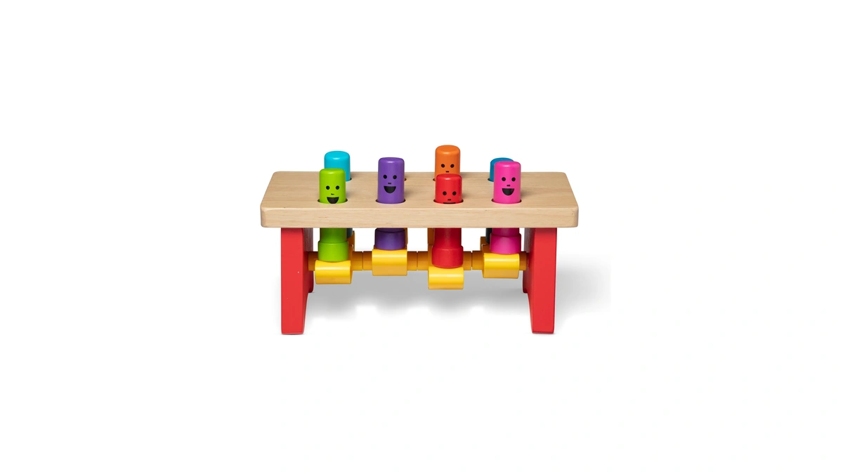 Memelissa & Doug Deluxe Pounding Bench Wooden Preschool Learning Toy