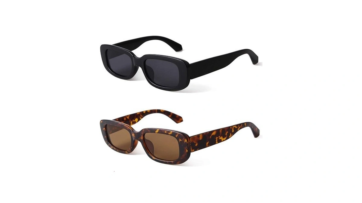 Kuguaok Retro Rectangle Sunglasses Women And Men Vintage Small Square