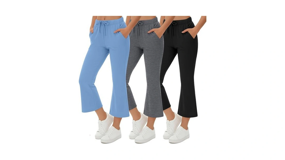 Yooaurvox 3 Pack Girls Flare Capri Pants Wide Leg Athletic