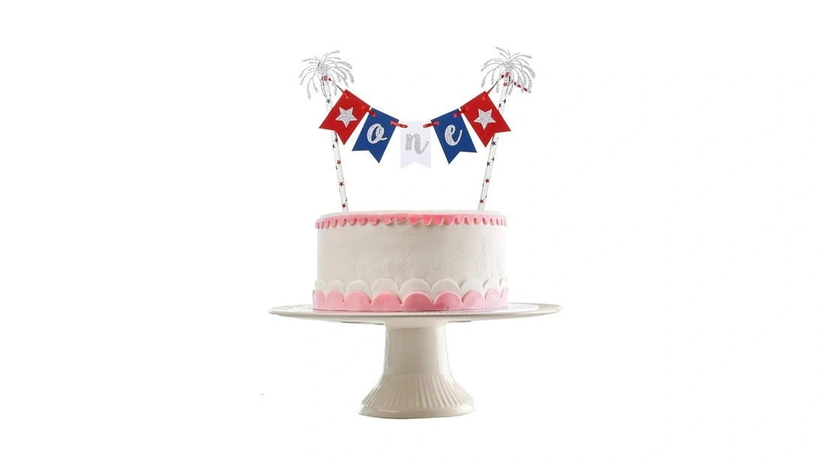 4th Of July One Birthday Cake Topper Red White And