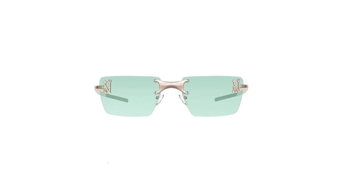Tijn Rimless Rectangle Y2k Sunglasses For Women Men, Retro Metal