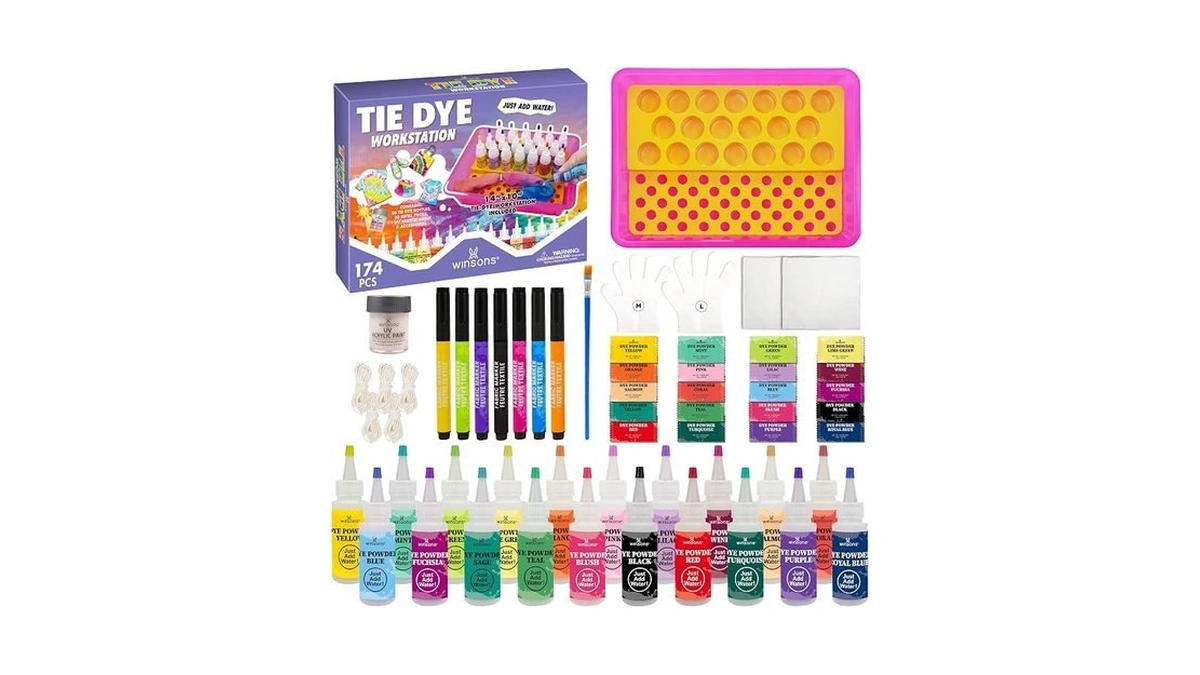 20 Colors Tie Dye Kit, 174 Pcs Tie Dye Set