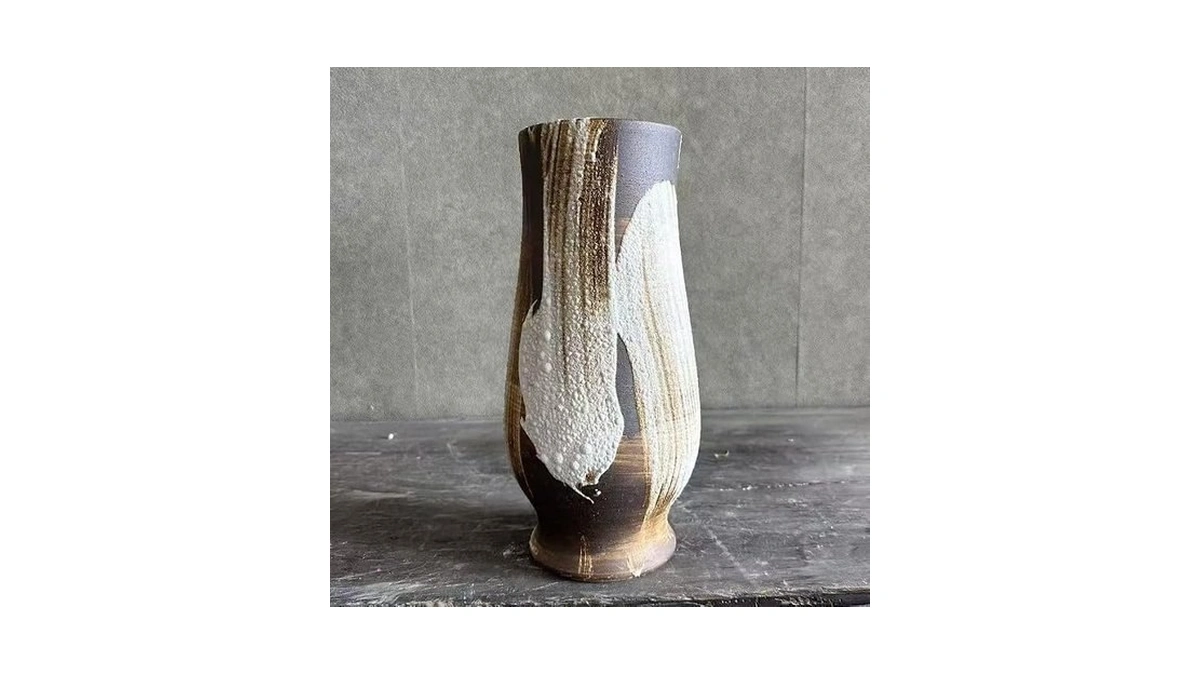Rustic Ceramic Vase, Large Farmhouse Style Decorative Vase For Home