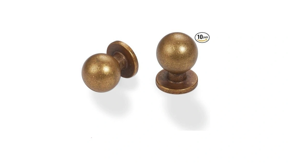 Amasideca 10 Pack Antique Brass Cabinet Knobs - Zinc Alloy