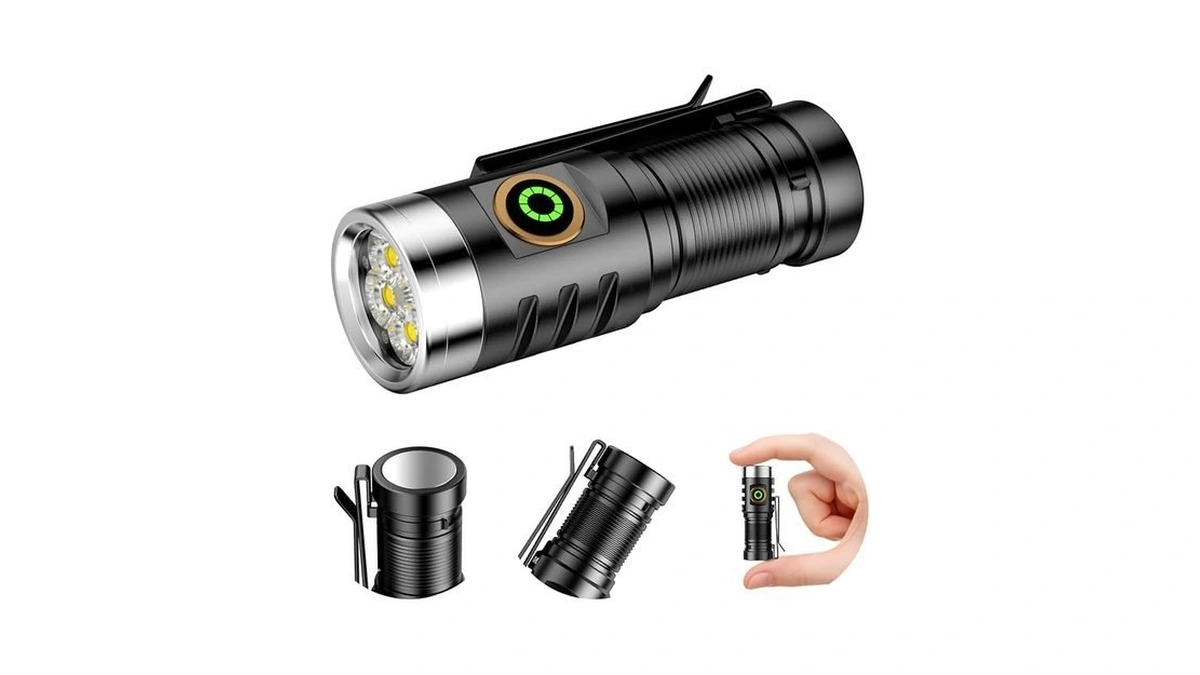 Volisaber Edc Rechargeable Handheld Flashlight, 1600 Lumens Mini Led Powerful