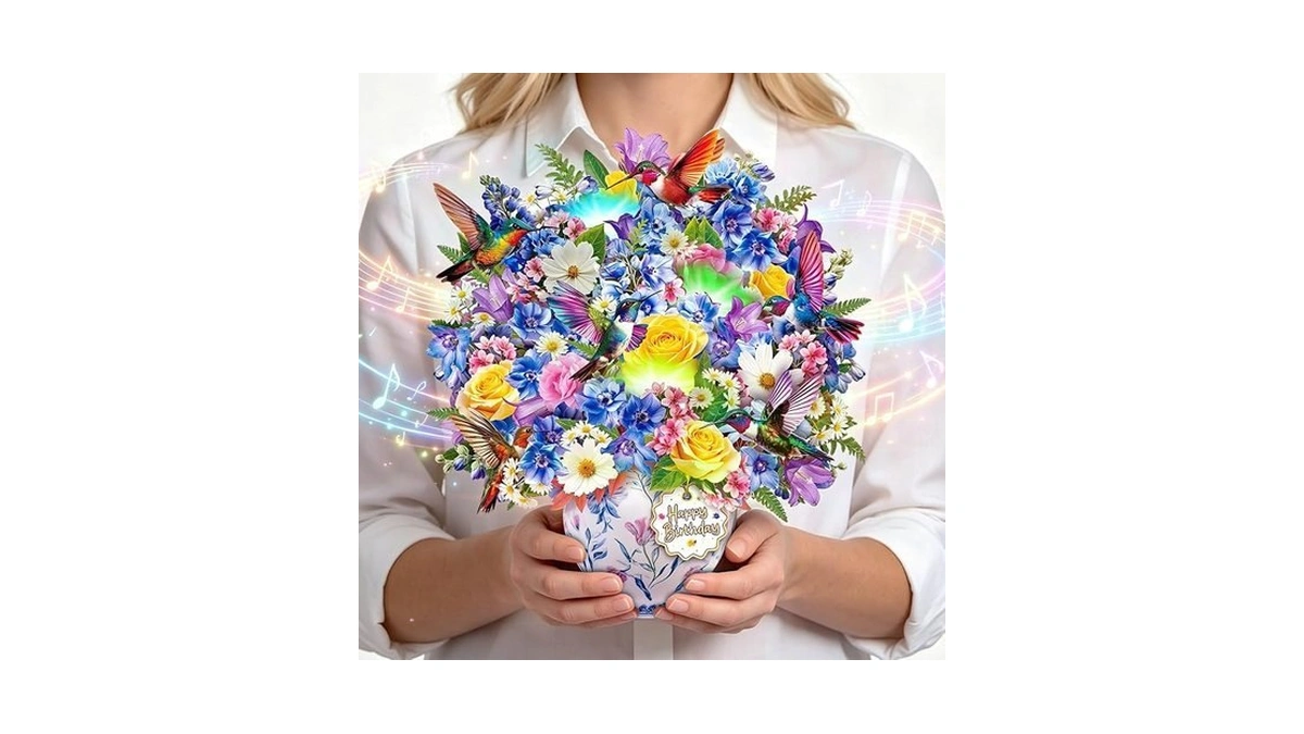 Pop Up Birthday Cards For Women, 10.5 In Flower Bouquet