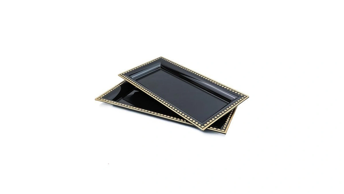Leemxiiny 2 Pack Black Bathroom Vanity Tray For Countertop With