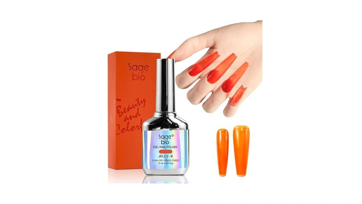 Sagebio Jelly Gel Nail Polish, 15ml Semi-transparent Gel, Glossy Finish,