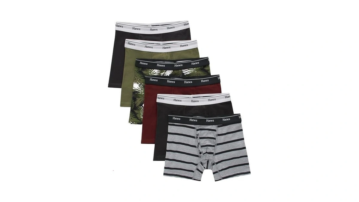 Hanes Boys' Originals Boxer Briefs Underwear Pack, Olive Palm Print