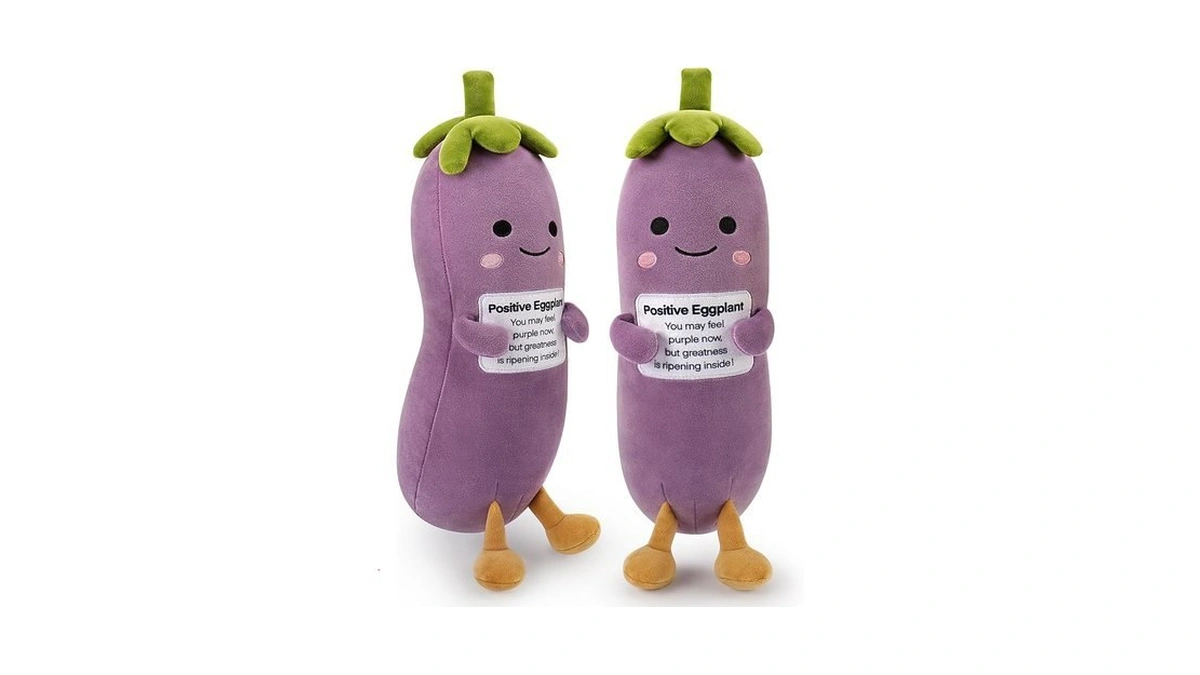 Sprinqdawin Positive Eggplant Pickle,pickle Stuffed Animal-20โ Plush Eggplant Stuffed Animal