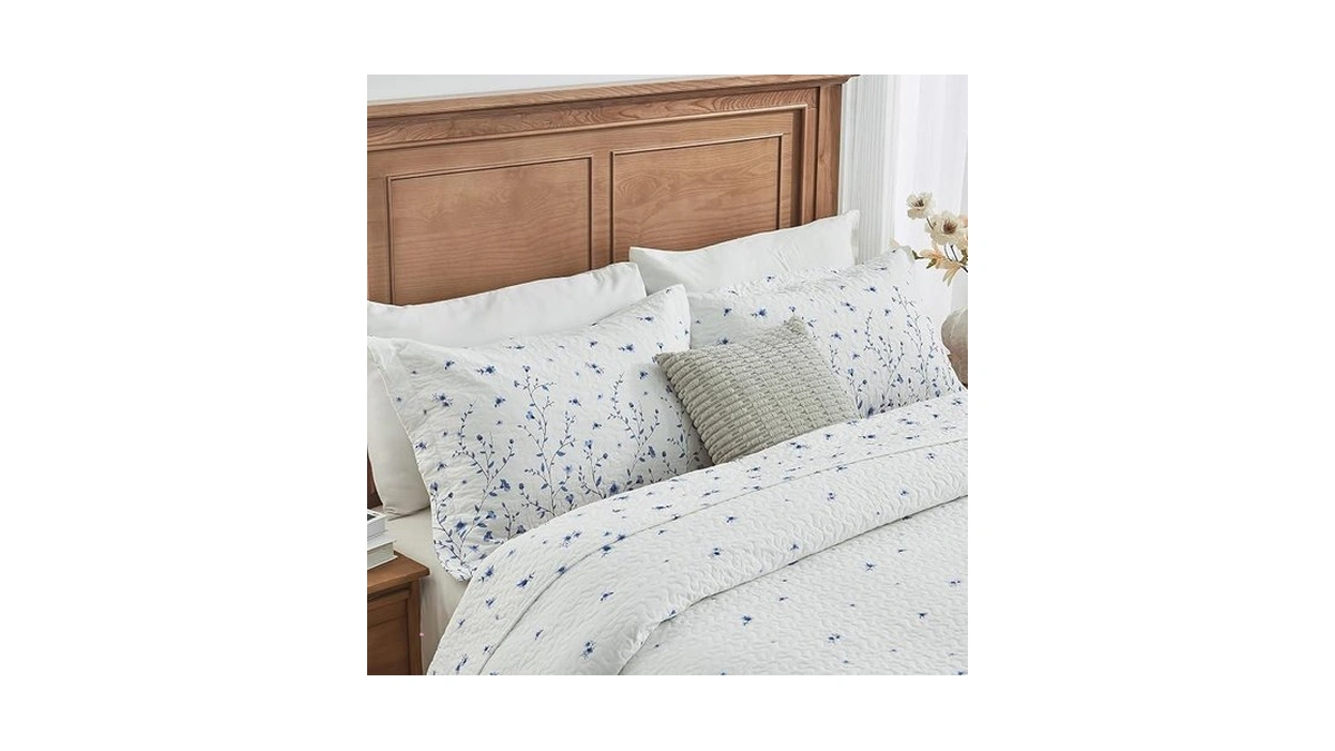 Dduoxin Farmhouse Botanical King Quilt Set - 100% Cotton Reversible