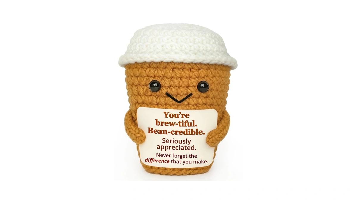 Krinisou Coffee Lovers Gifts For Women, Positive Espresso Emotional Crochet