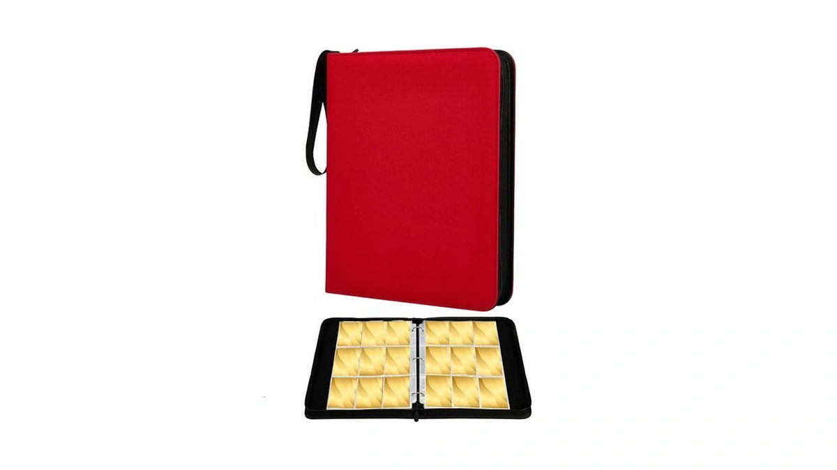 9-pocket Trading Card Binder, Pu Leather Zip Card Binder Album
