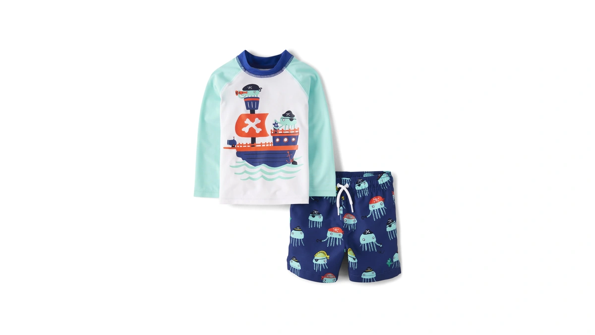 The Children's Place,and Toddler Long Sleeve Rashguard And Swim Trunk