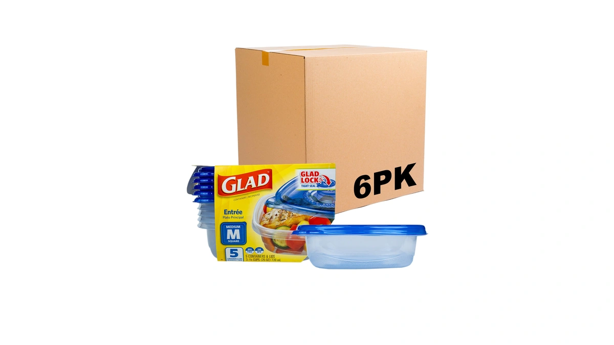 Glad Gladware Entree Food Storage Containers With Lids, Medium Square