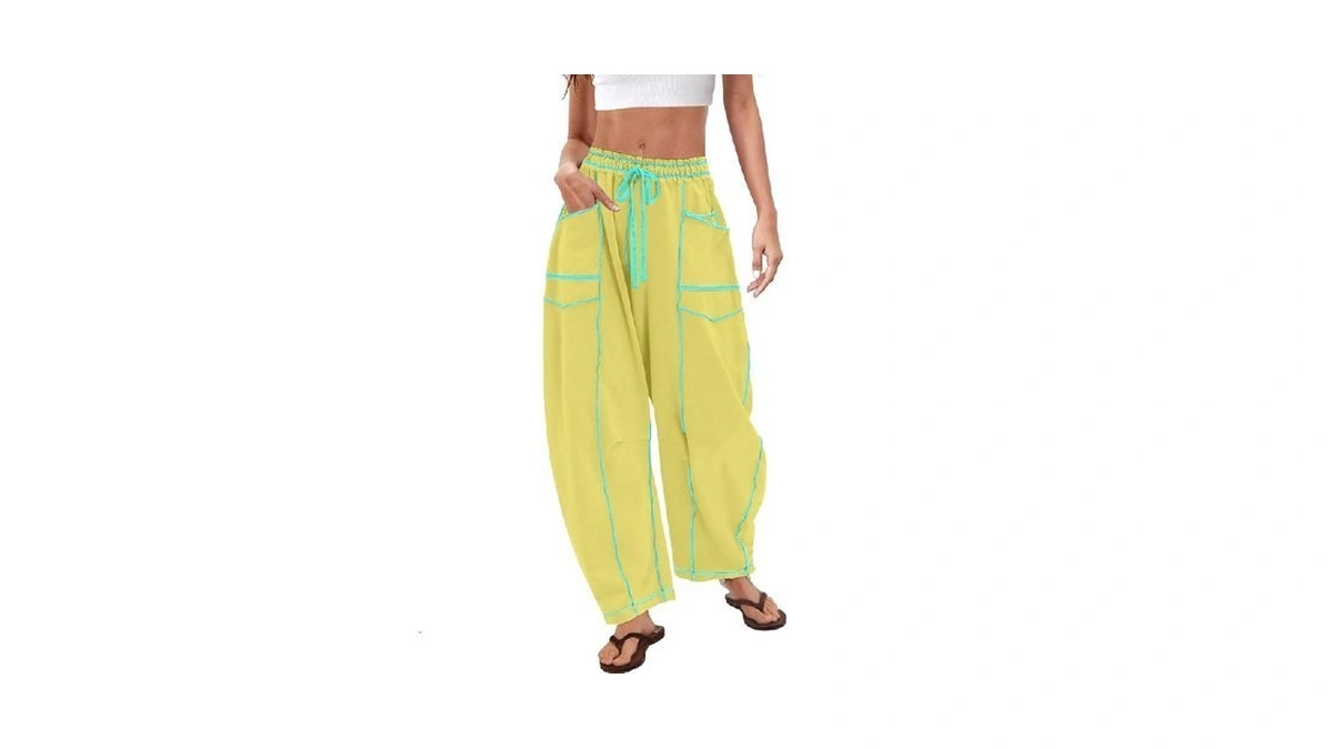 Changeown Barrel Pants For Women, Wide Leg Baggy Sweatpants Drawstring