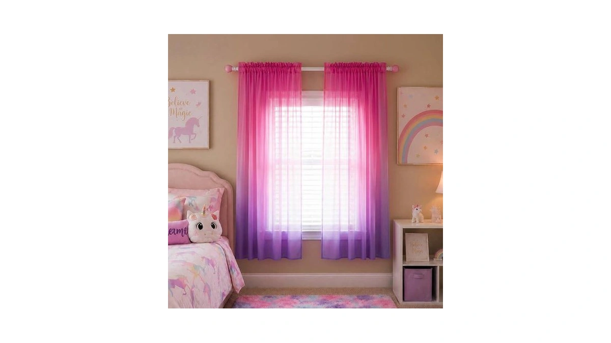 Mrs.naturall Pink And Purple Curtains For Girls Room Decor, Girly