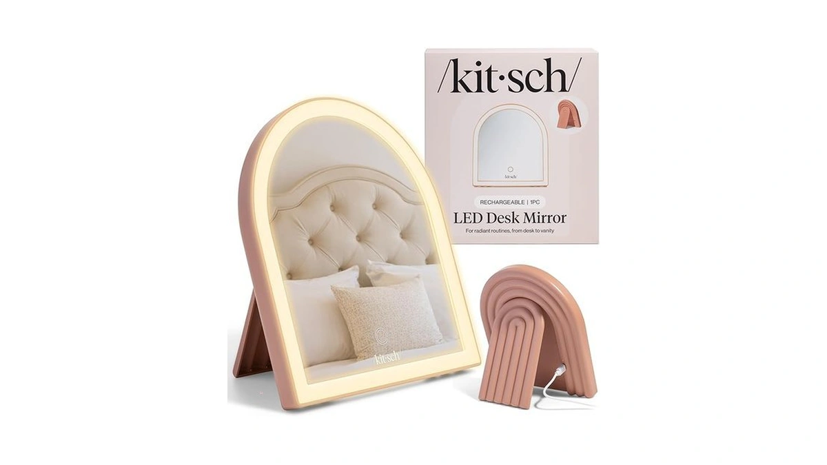 Kitsch Arch Desk Vanity Mirror With Lights, Led Makeup Surface,
