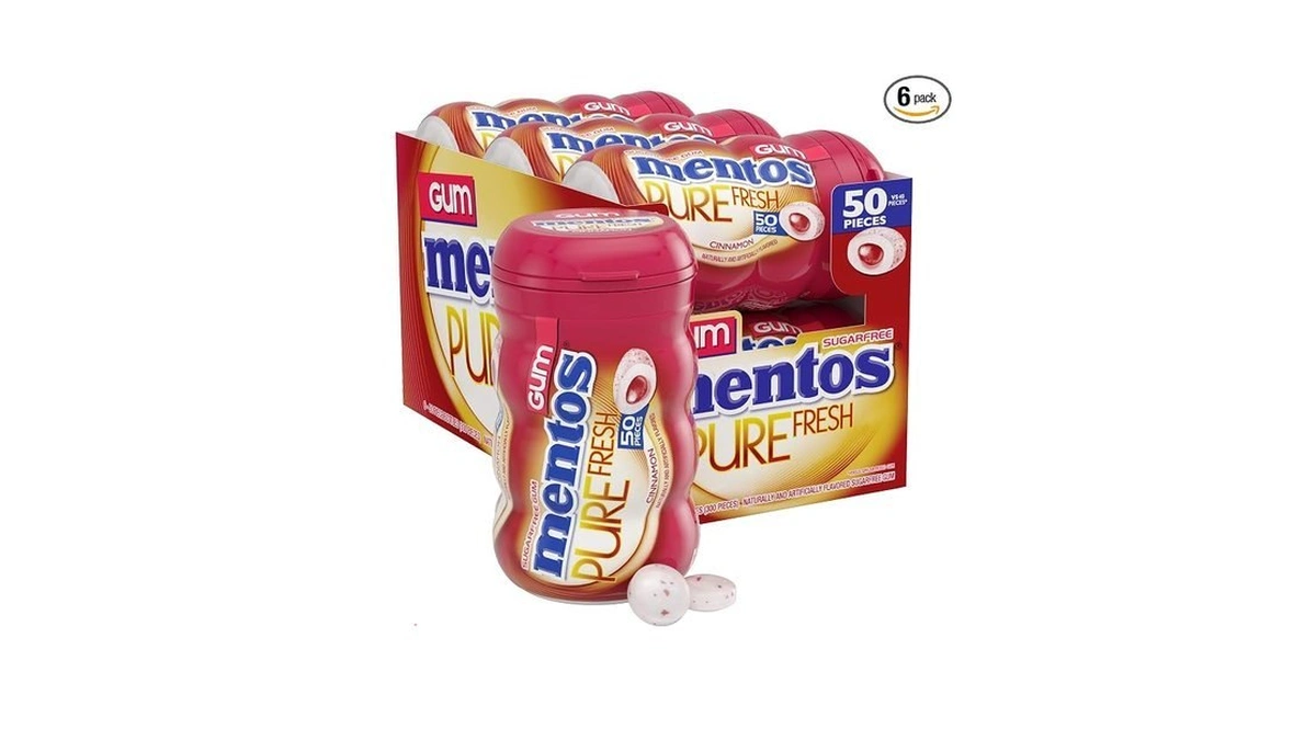 Mentos Pure Fresh Sugar Free Gum With Xylitol Sweetener, Cinnamon,