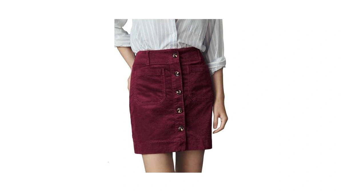 Dqbeng Womens Corduroy Mini Skirt High Waisted Button Front Short