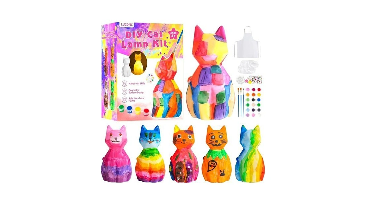 Lucdnc Paint Your Own Cat Lamp Kit Diy Night Light