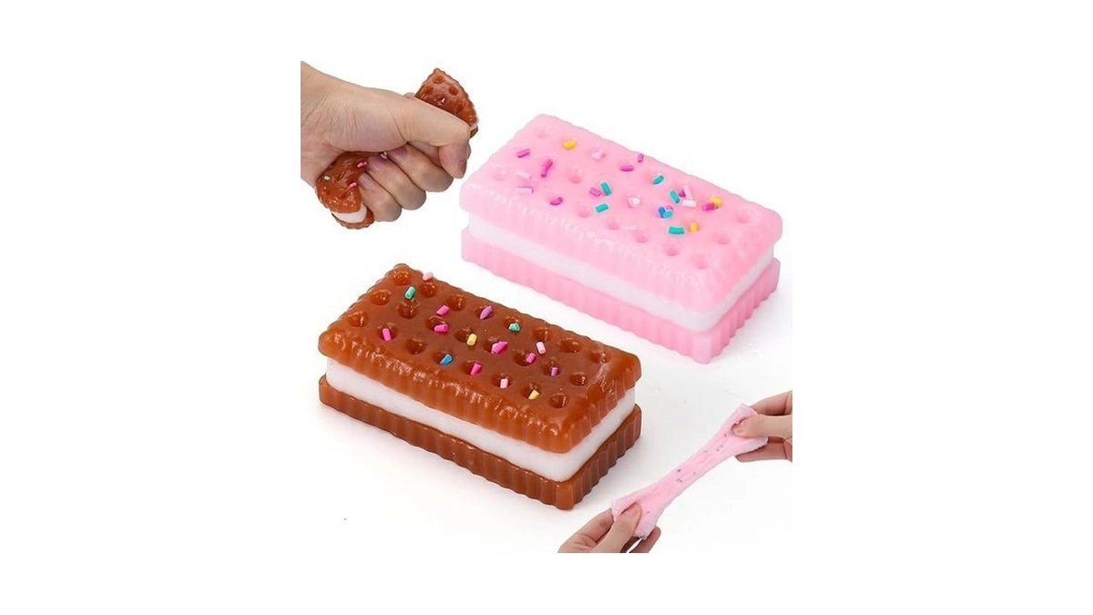 Vodolo Silicone Stress Relief Squishy,2 Pcs Cookie Sticky Taba Squishy