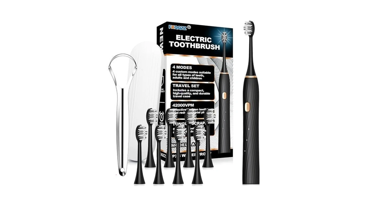 Fxqqzz Electric Toothbrush For Adults And Kids, With Tongue Scraper