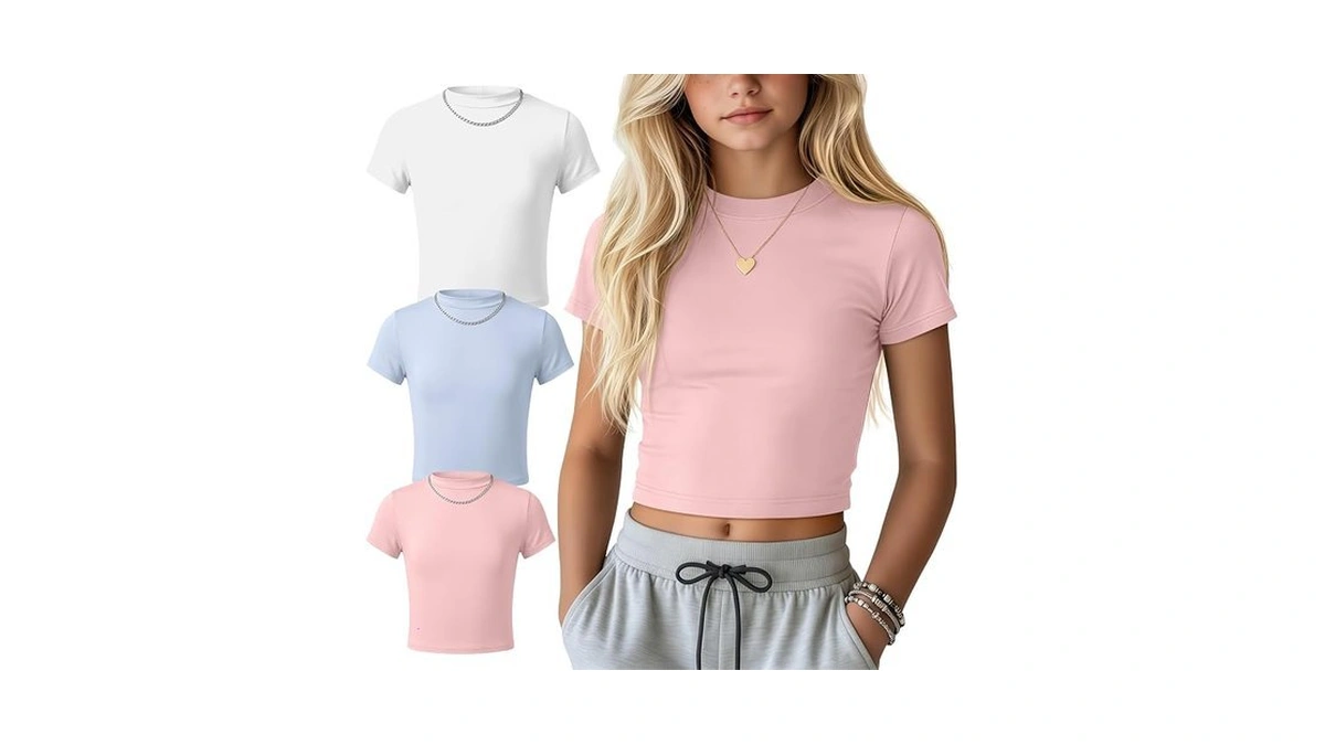 Oakgarden 3 Pack Girls Shirts Short Sleeve Tops For Kids