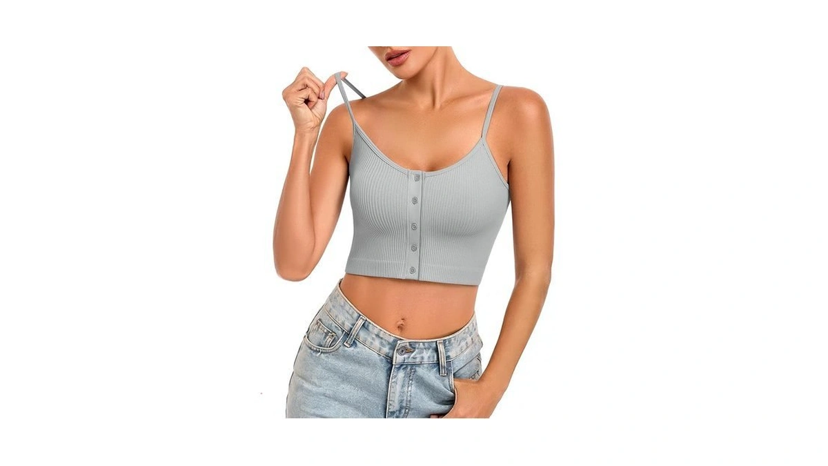 Veqking Adjustable Spaghetti Strap Tank Top For Women Ribbed Basic