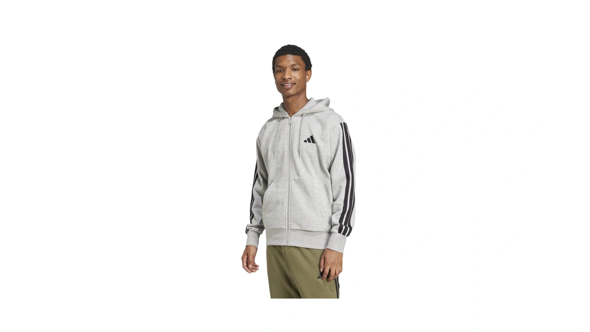 Adidas Men's Essentials 3-stripes Fleece Full-zip Hooded Track Top, Medium