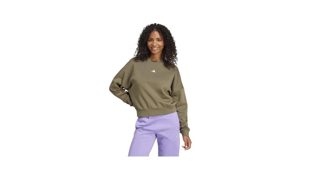 Adidas Women's Small Logo Fleece Sportswear Sweatshirt, Olive Strata/white, X-large