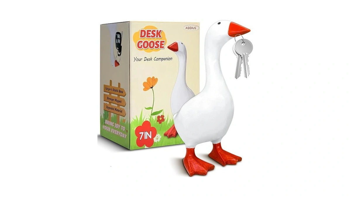 Asidius Desk Goose Key Holder, 7 Inch Desk Goose With