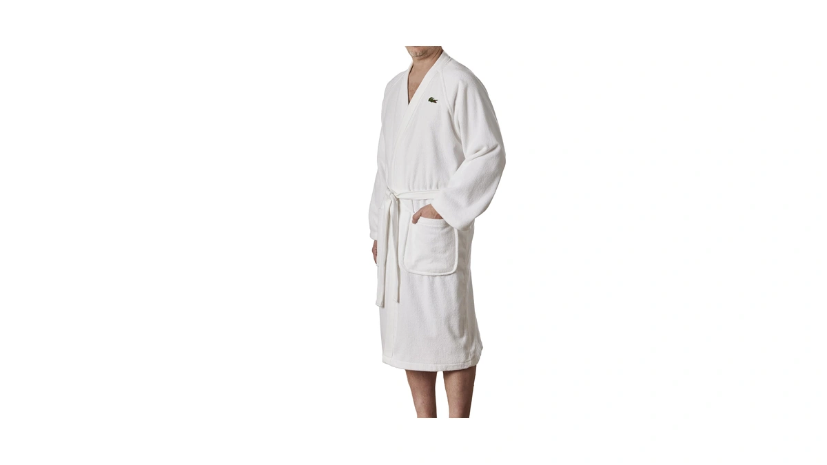 Lacoste Classic Pique Bath Robe, 100% Soft Cotton Terry, Unisex
