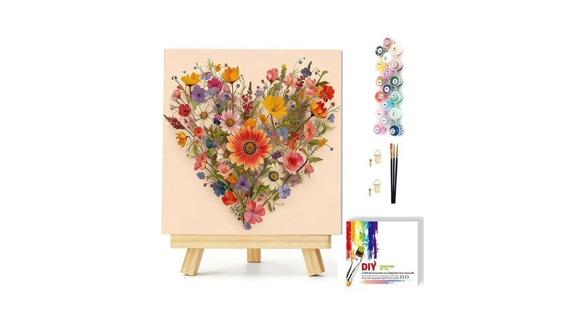Gemozaic Flowers Paint By Numbers Kit For Adults With Frame