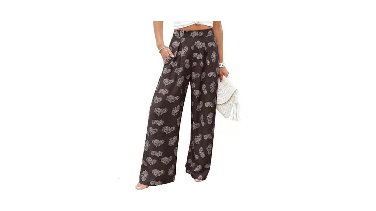 Bsubseach Women Palazzo Pants Modern Boho Floral High Waisted Wide