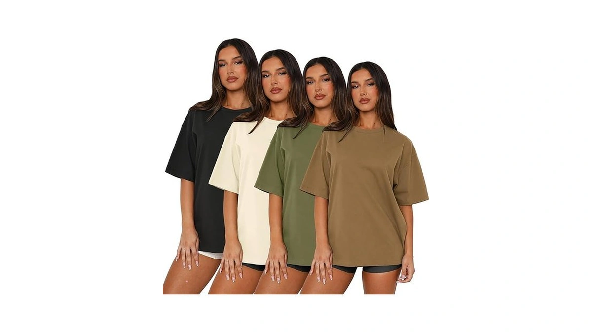 Mapick 4 Pack Oversized Tshirts For Women Crew Neck Loose