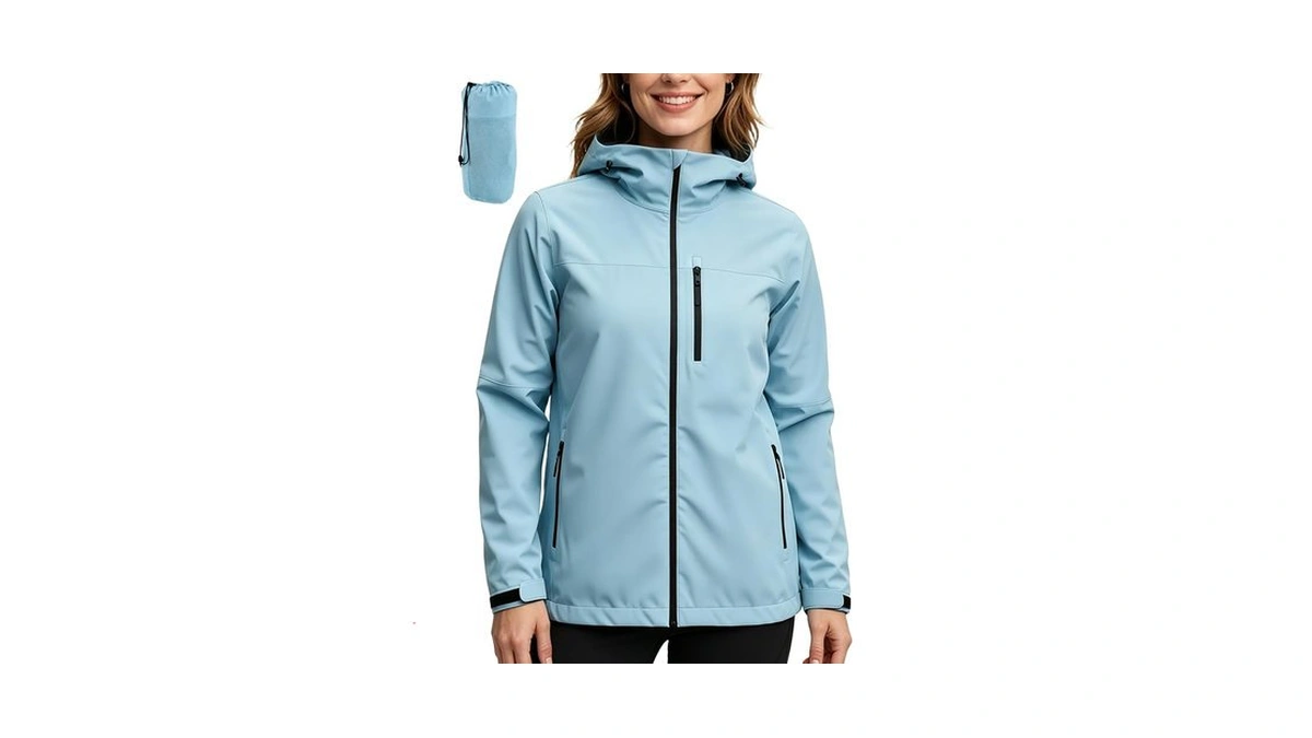 Accnuo Women's Rain Jacket Rain Coat Waterproof Windbreaker With Hood,lightweight