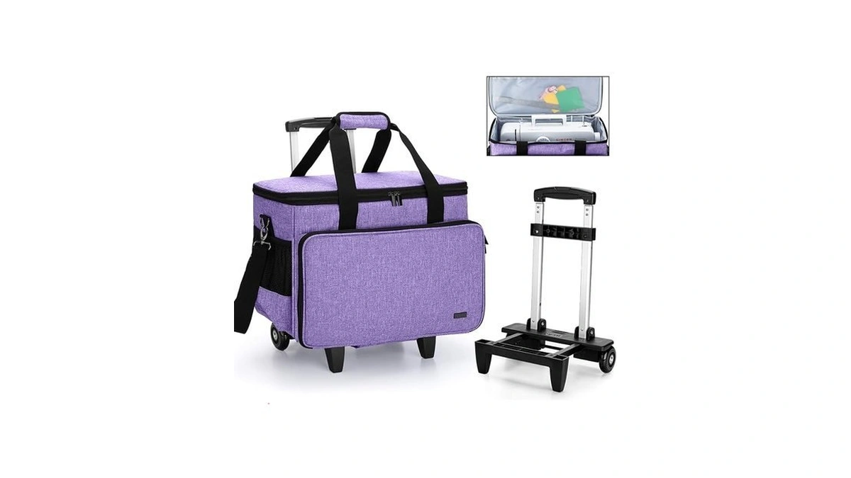 Yarwo Upgraded Rolling Sewing Machine Carrying Case, Detachable Trolley Tote