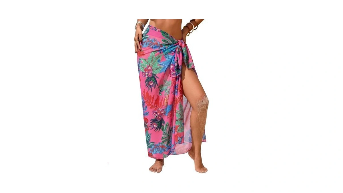 Herseas Womens Swim Cover Up Sheer Sarong One Size Rose