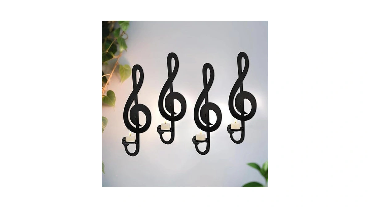 Candle Sconces Set Of 4 Wall Musical Note Sconces Decor