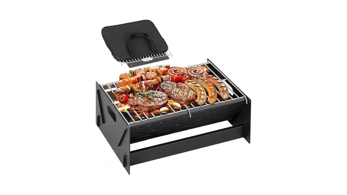 12" Foldable Portable Camping Charcoal Grill - Rust-resistant Compact Tabletop