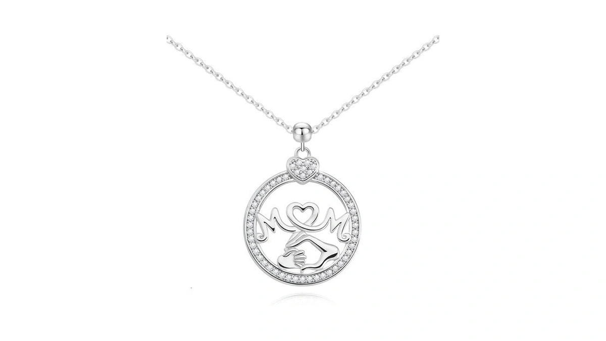 Aohik Platinum Plated Mom Necklace For Women, Cz Mother Necklace